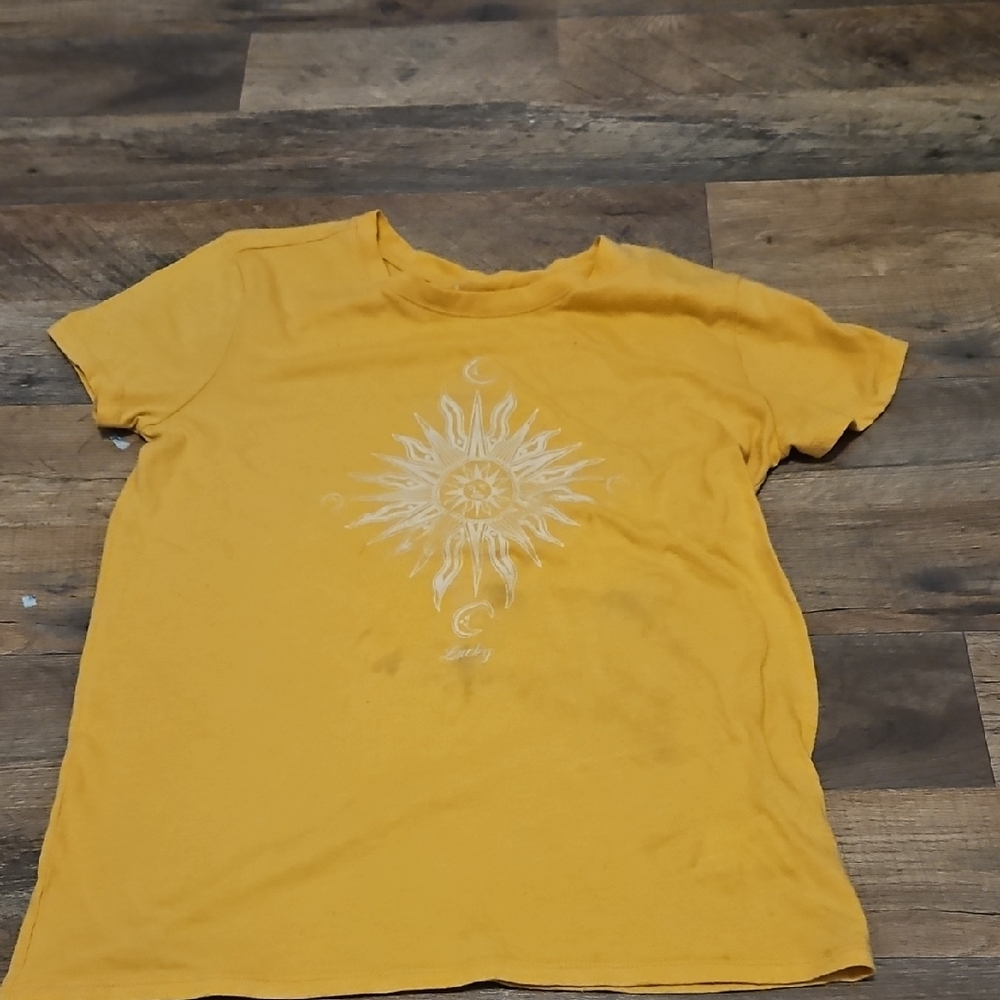 Lucky Brand Yellow Graphic Fitted Tee